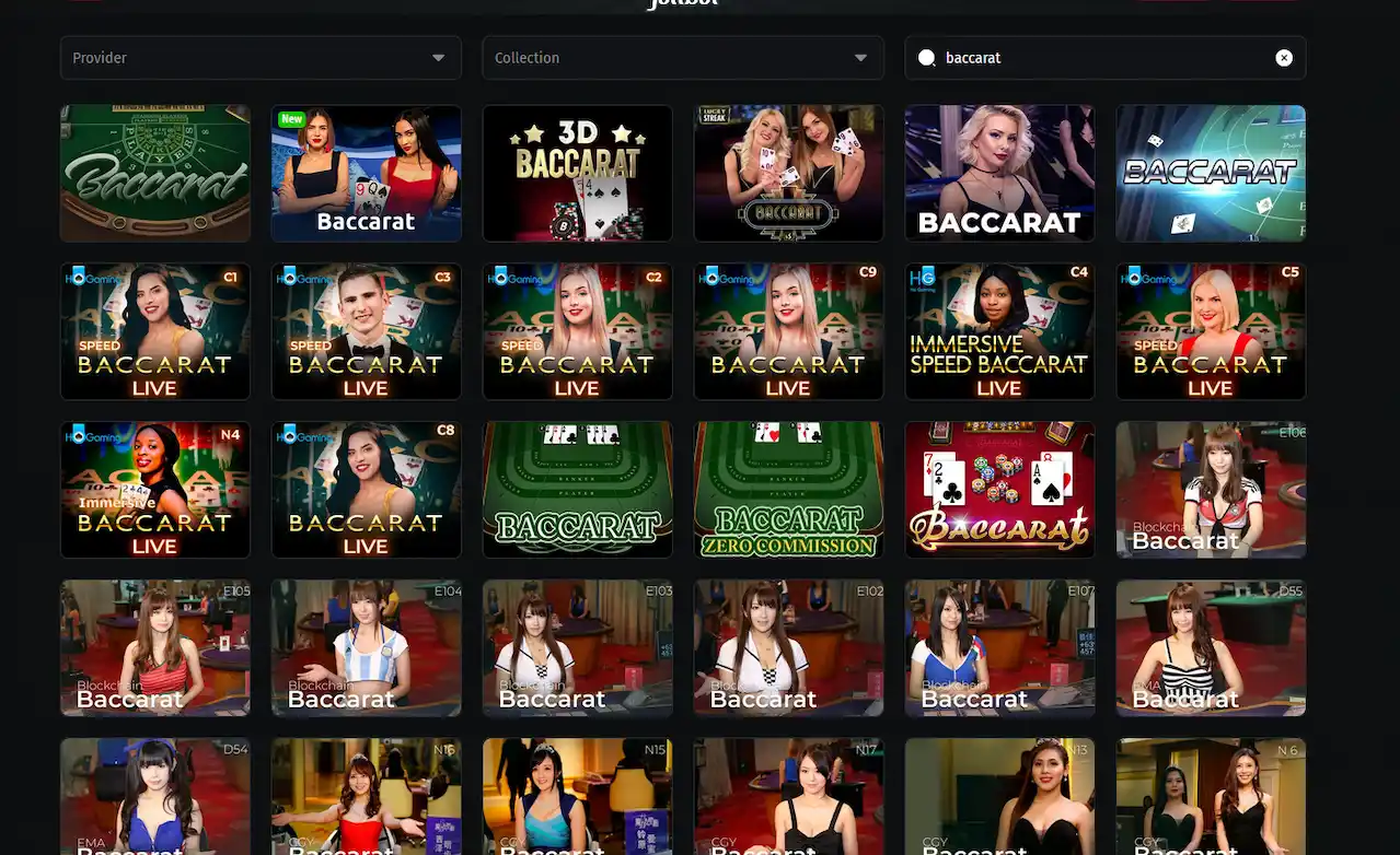 Baccarat-Tisch im Jettbet Live-Casino
