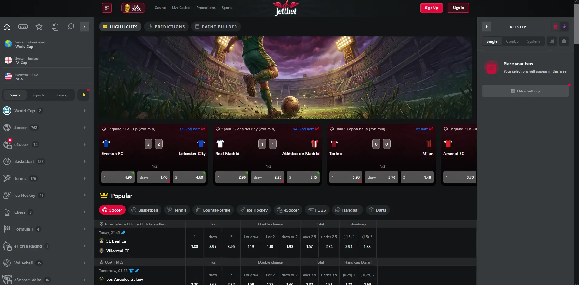 Jettbet Sportsbook mit Live-Quoten